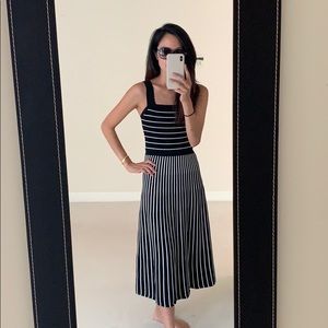 Black and white striped dress
